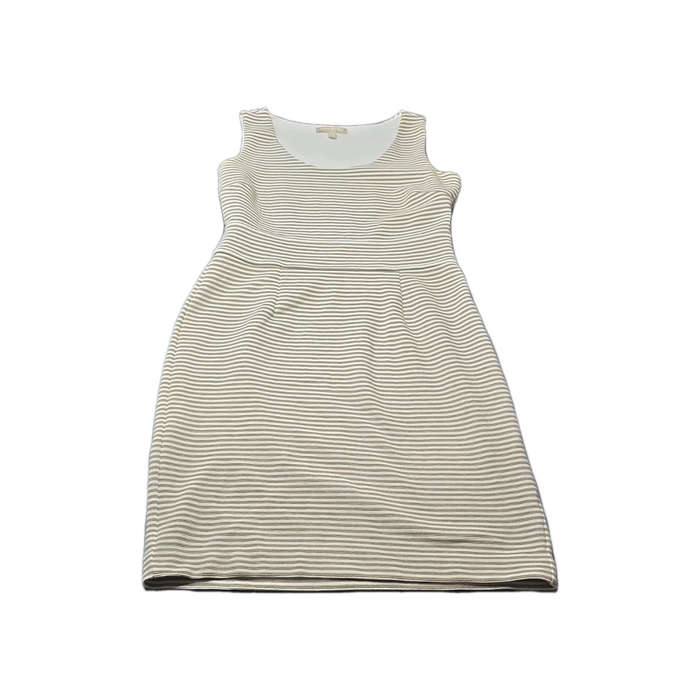 Banana‎ Republic Beige White Striped Sleeveless Sheath Dress Size 8